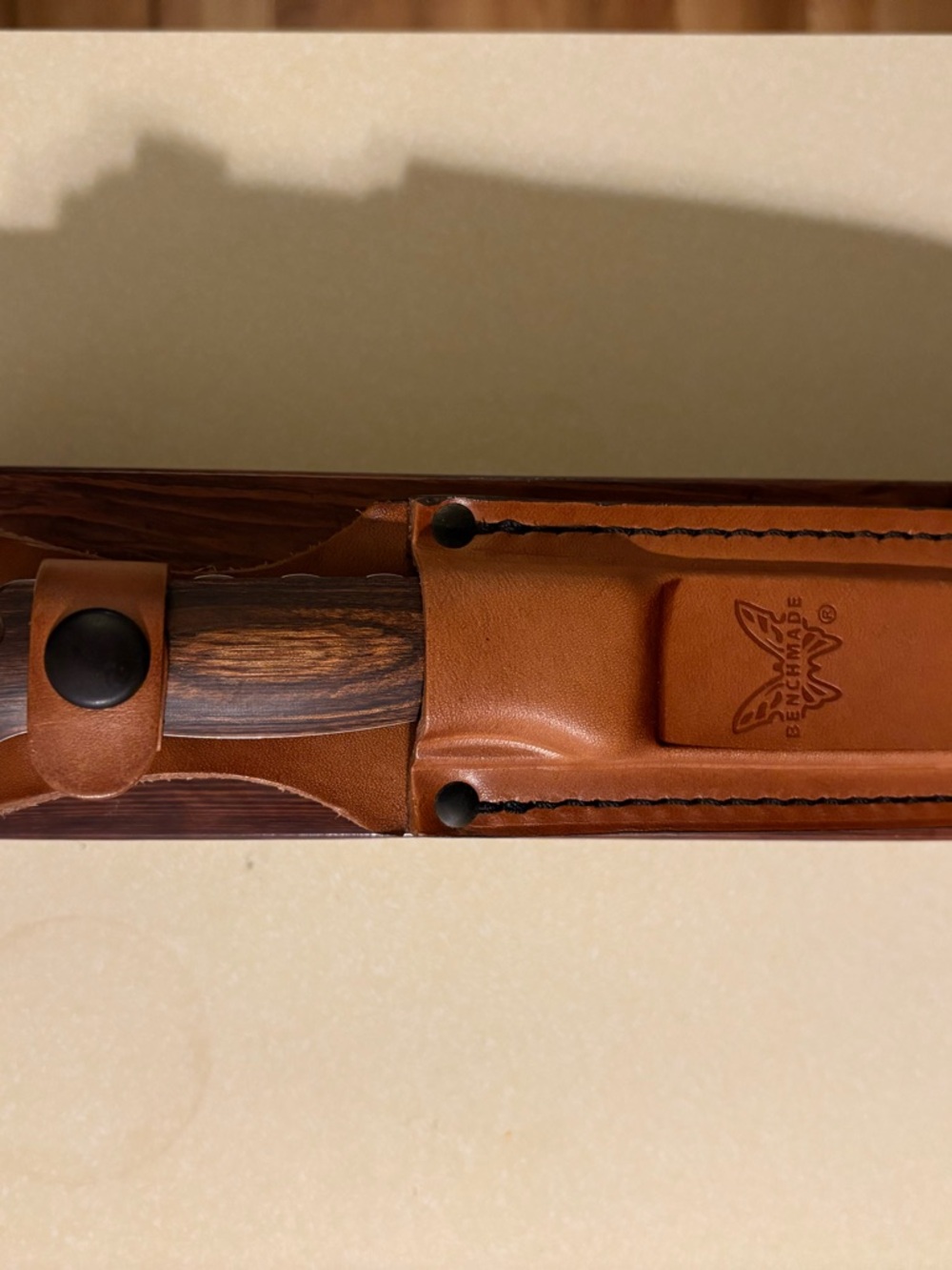 Benchmade Saddle Mountain Skinner Knife - Brown Handle with Silver Blade - Picture 12 of 12